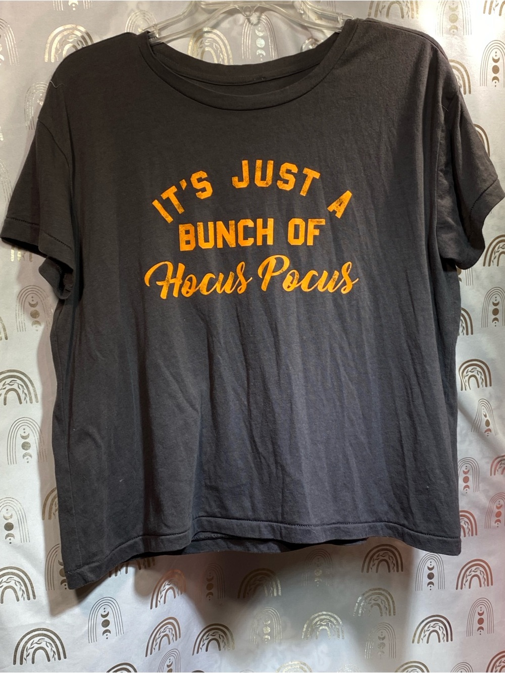 Fifth Sun Black Tee with Orange "It's Just a Bunch of Hocus Pocus" Print